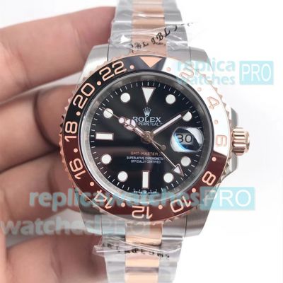 Noob Factory V3 Rolex GMT Root Beer Replica 2-Tone Rose Gold Watch